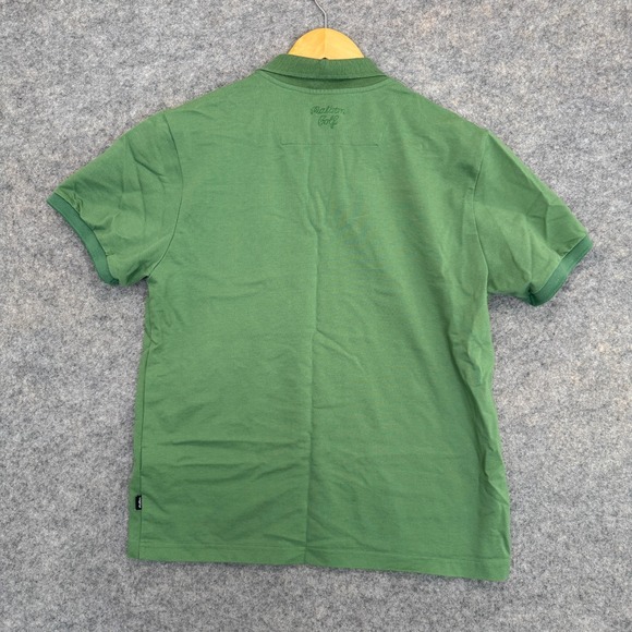 Malbon Golf Polo Shirt Mens Medium Embroidered All Over Logo Print Pique Button - Picture 8 of 12